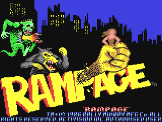 Rampage title screen for Commodore 64